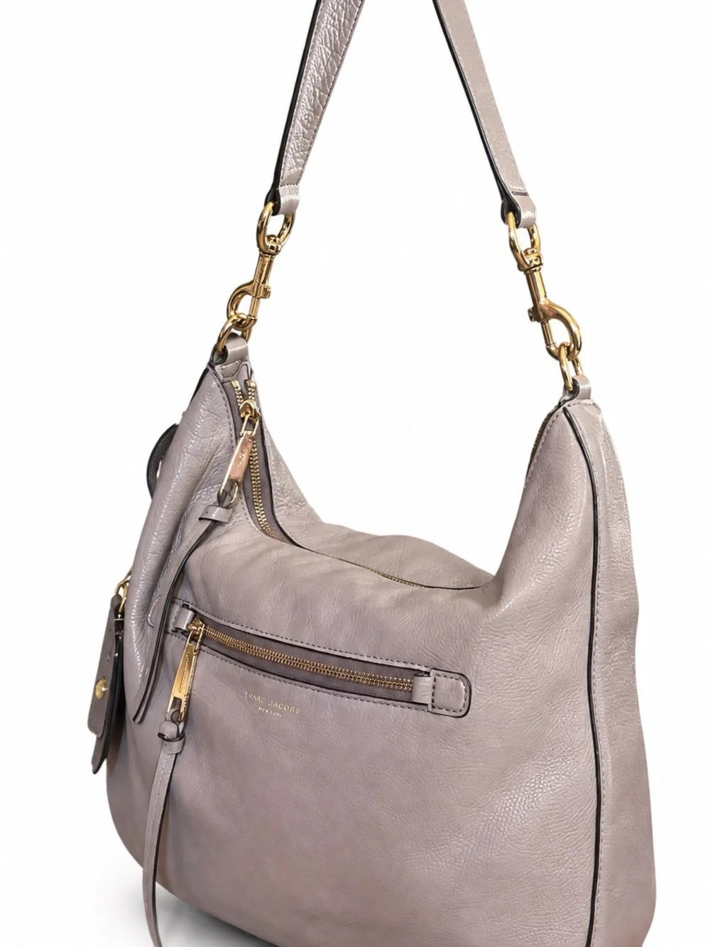 Marc Jacobs Recruit Large Mink Leather Hobo Shoulder Bag Gold Hardware